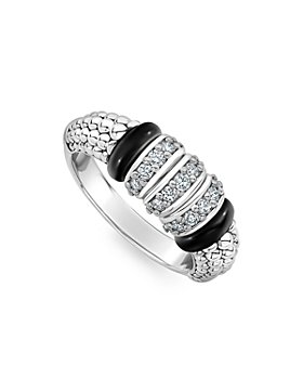 LAGOS - LAGOS Sterling Silver Black Caviar Diamond & Black Ceramic Statement Ring
