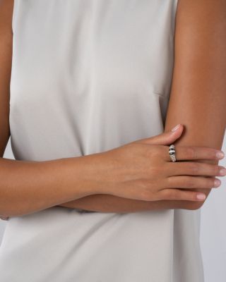 Sterling Silver Black Caviar Diamond & Black Ceramic Statement Ring