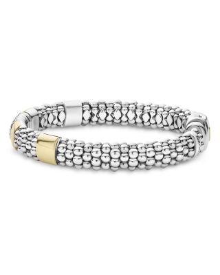 Sterling Silver & 18K Yellow Gold Caviar Diamond Link Bracelet