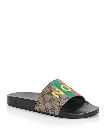 Gucci Men's 'Fake/Not' Print Slide Sandals | Bloomingdale's