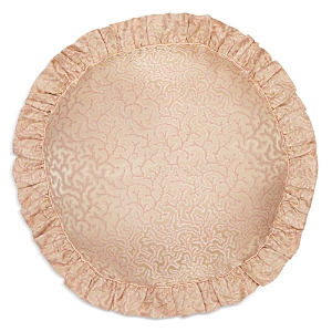 Gingerlily Coral Fern Round Decorative Pillow In Pink