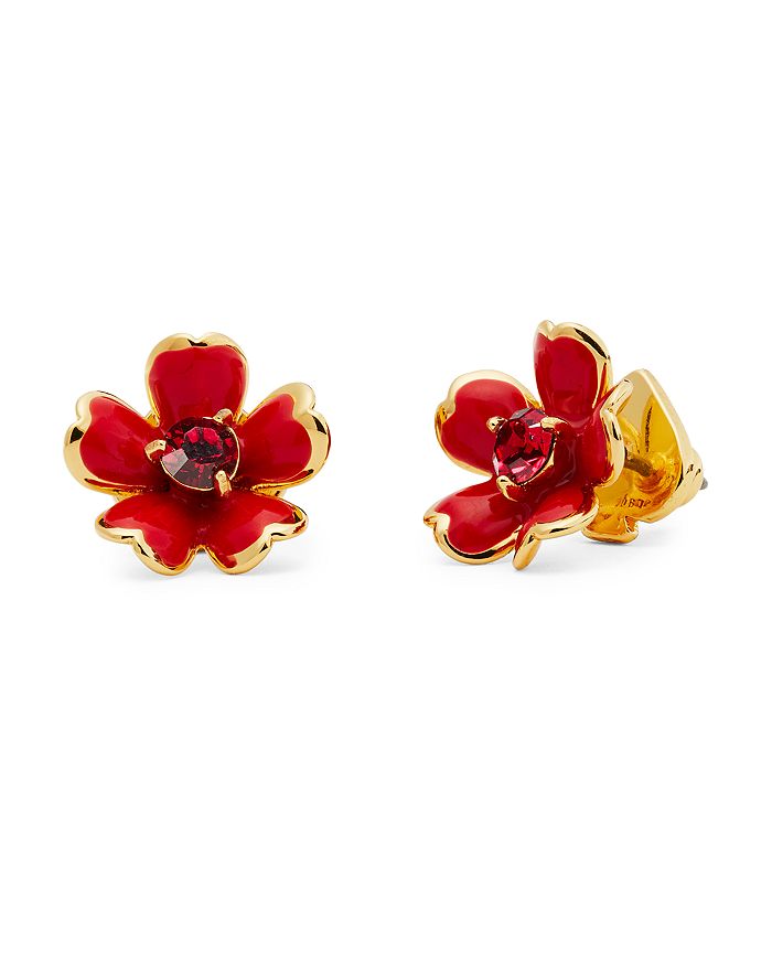 kate spade new york Blushing Blooms Crystal Red Flower Stud Earrings ...