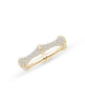 Diamond & 14k Gold Indochine Bamboo Pavé Ring