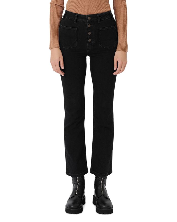 Maje Passion High Waist Flare Jeans in Black | Bloomingdale's