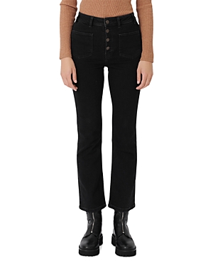 Maje Passion High Waist Flare Jeans in Black