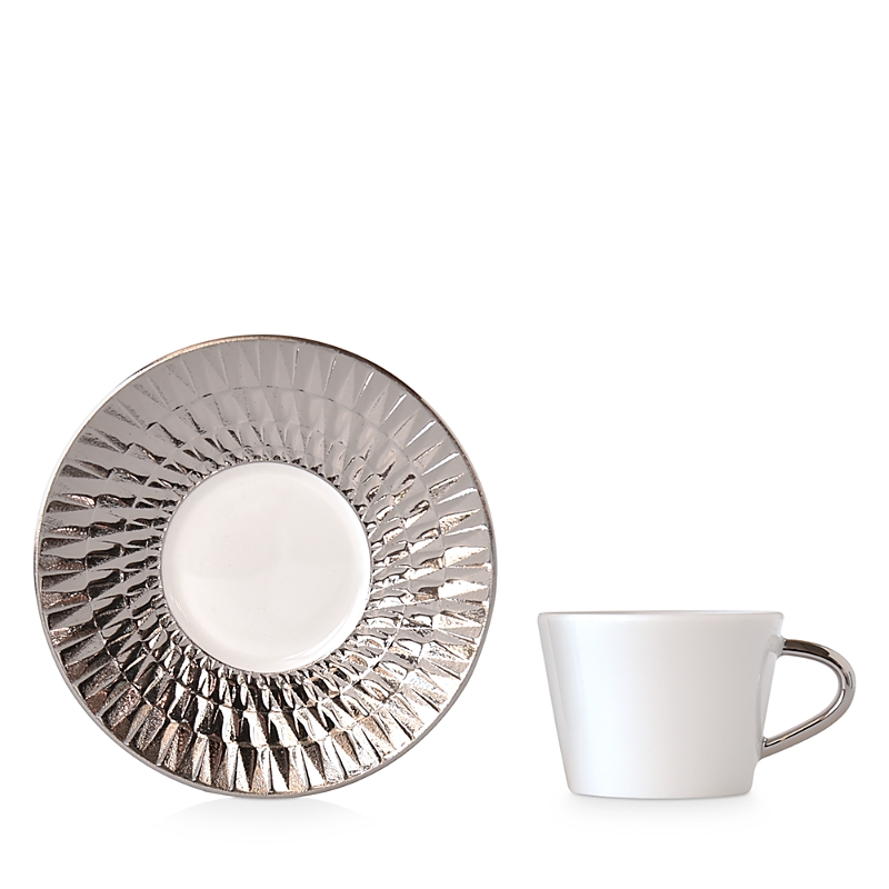 Bernardaud Twist Platinum Espresso Saucer - Exclusive