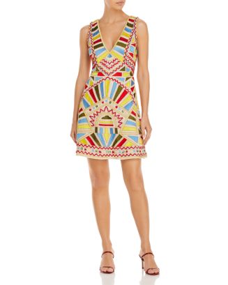 Aidan by Aidan Mattox Embroidered Mini Dress | Bloomingdale's