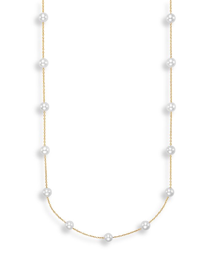 Bloomingdale's Cultured Freshwater Pearl Station Necklace In 14k Yellow Gold, 17 - 100% Exclusive In White