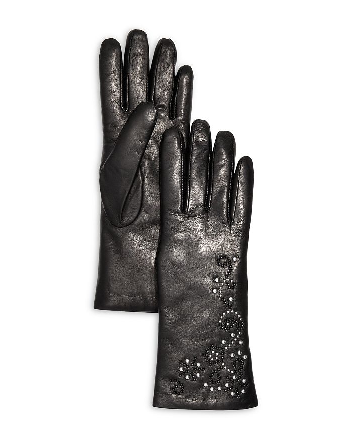 Bloomingdale's Embellished Leather & Cashmere Gloves Bloomingdale's
