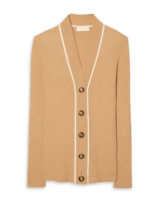 Tory Burch Ribbed Simone Cardigan | Bloomingdale's