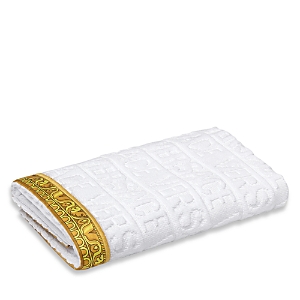 Shop Versace I Heart Baroque Logo Guest Towel In White/gold