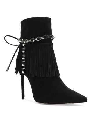 fringe heel booties