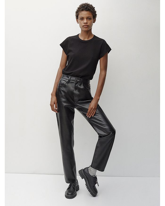 Shop Agolde 90s Fitted Recycled Leather Pants In Detox