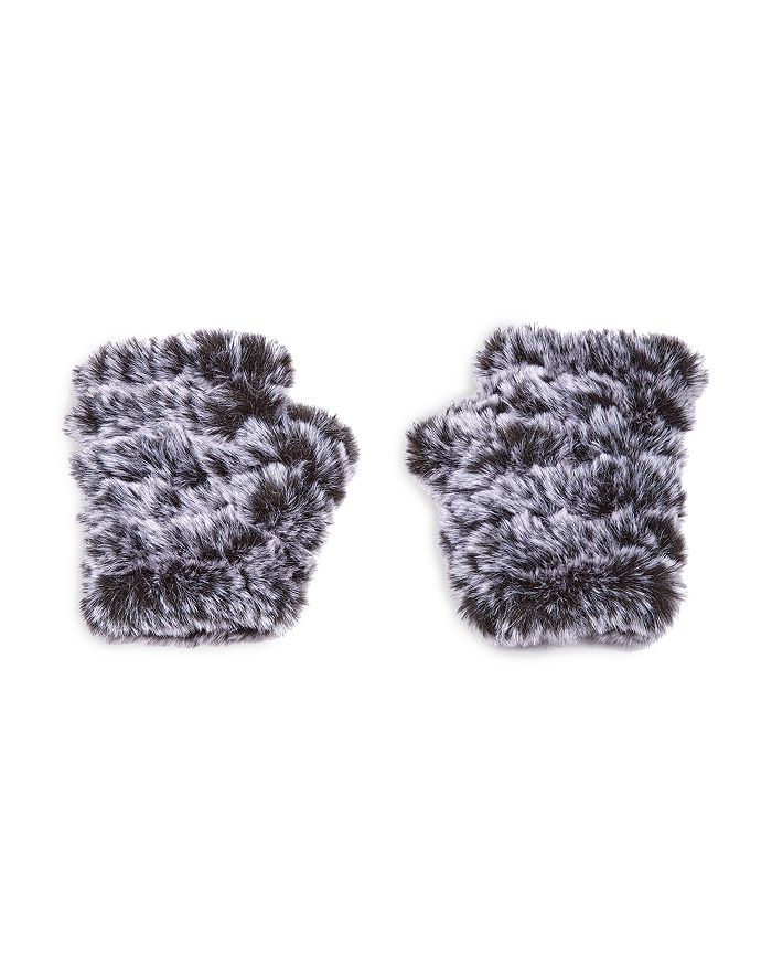 Jocelyn Mandy Snowtop Faux Fur Knit Mittens In Black/white