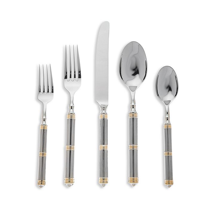 Black and Gold Knife Set with Block - 6 PC Luxe Gold Kitchen Knife Set with  B
