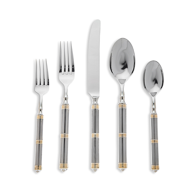 Ricci Argentieri Castello Gold 5 Piece Flatware Set In Silver/gold