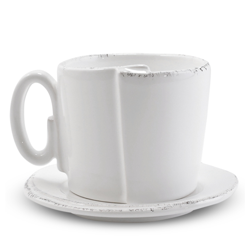 Vietri Lastra 2-piece Cup & Saucer Set In White