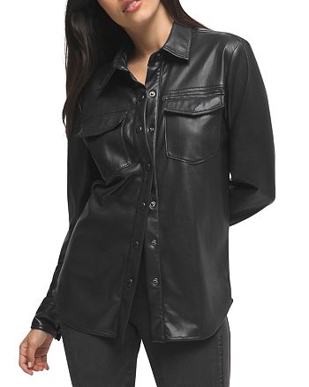 Good American Faux Leather Military Shirt | Bloomingdale's