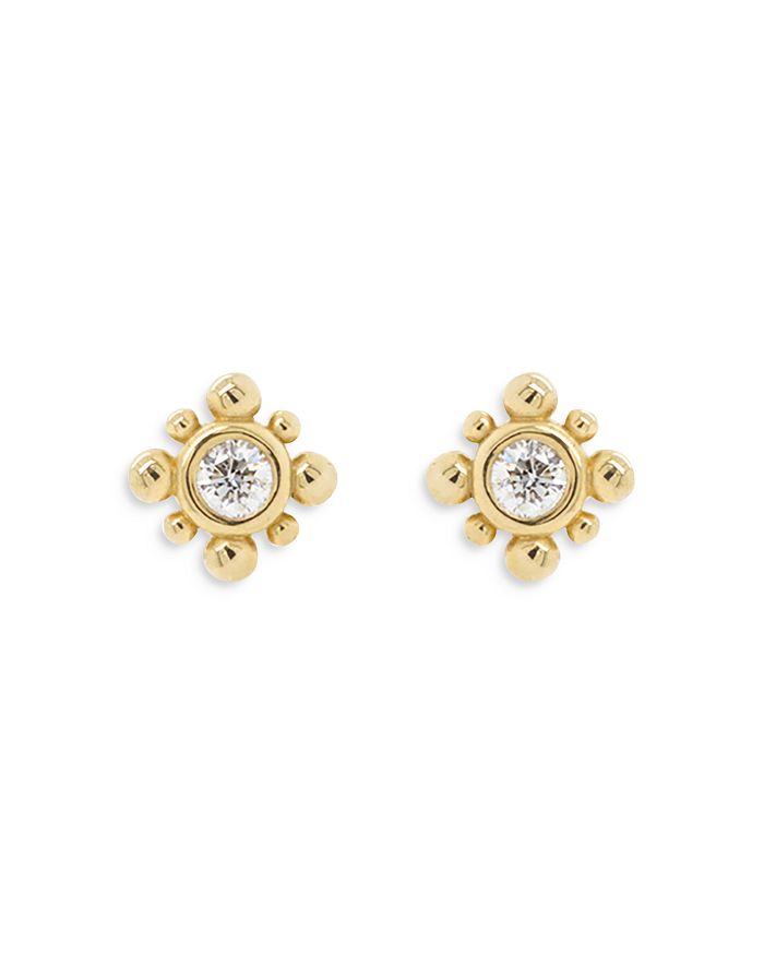 Zoë Chicco 14k Yellow Gold Diamond Starburst Stud Earrings