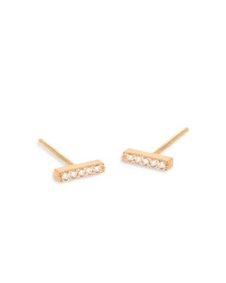 Zoë Chicco - 14k Yellow Gold Diamond Pave Bar Stud Earrings