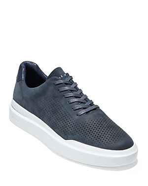 Cole Haan Men's Grandpro Rally Laser Cut Low Top Sneakers In Navy Nubuck