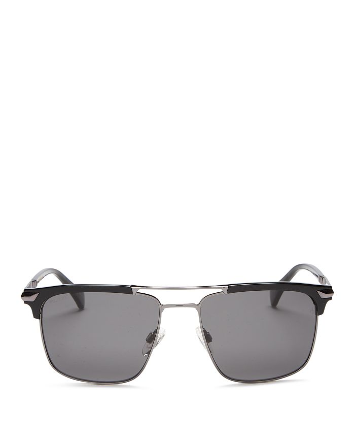 Rag & Bone Men's Polarized Brow Bar Square Sunglasses, 55mm In Black/gray Polarized