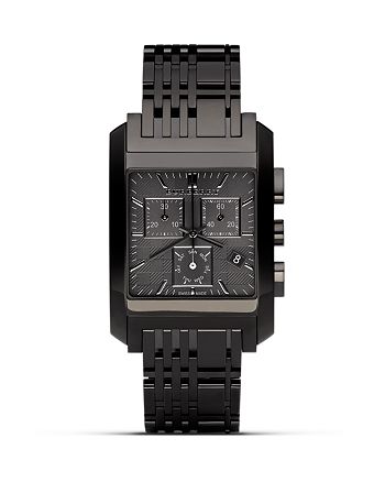 Burberry Square Black Watch with Check Bracelet, 33 X 33mm | Bloomingdale's