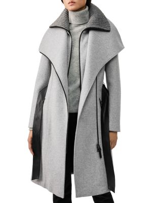 mackage nori belted wide lapel coat