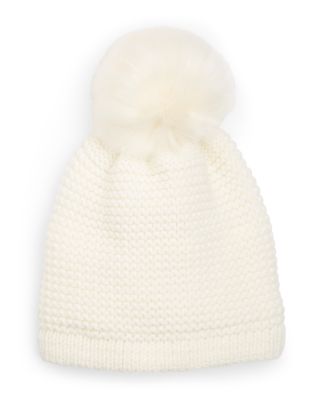 kyi kyi knitted faux fur pom pom hat