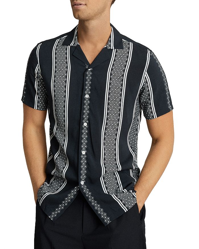 REISS Yanis Diamond Stripe Printed Shirt | Bloomingdale's