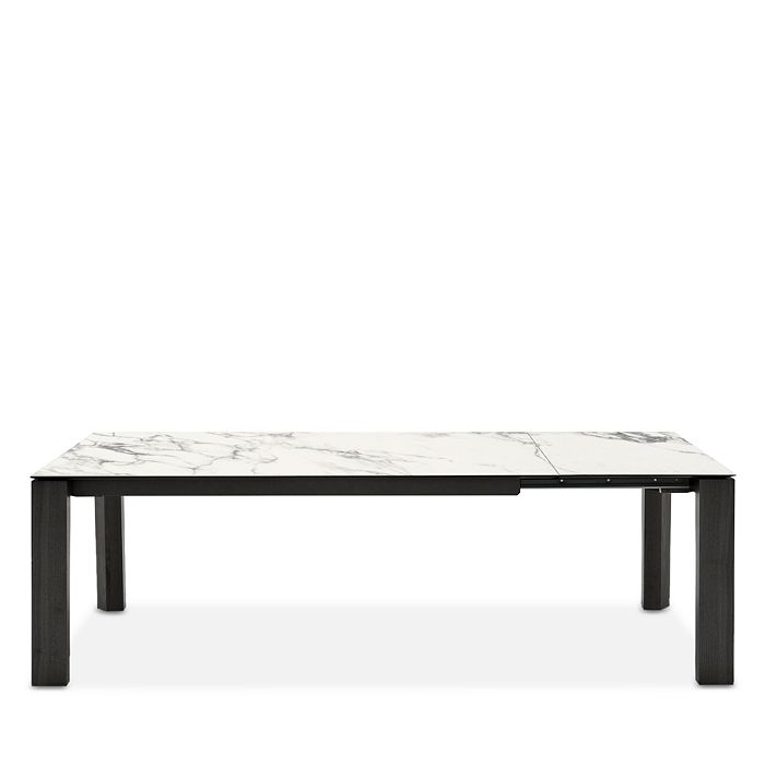 Shop Calligaris Omnia Extension Dining Table In White Marble/graphite Finish