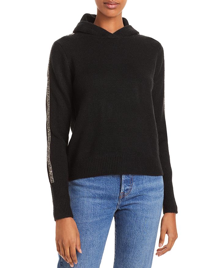 Aqua Embellished Fringe Hooded Sweatshirt - 100% Exclusive In Black