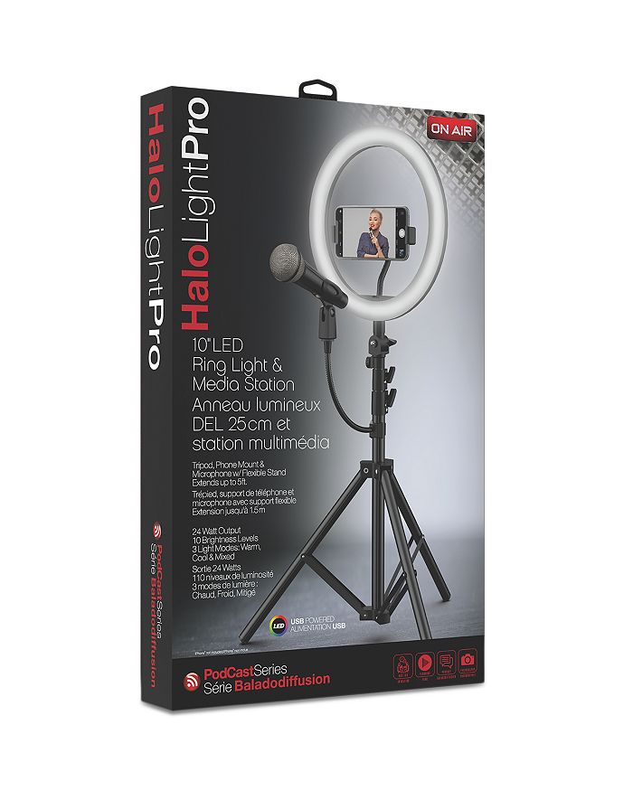 Tzumi On Air Halolight Pro 10 Led Ring Light With Large Tripod Floor Stand In Black