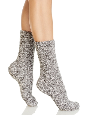 Barefoot Dreams Heathered Socks In Graphite/white