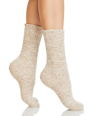 Shop Barefoot Dreams Heathered Socks In Stone/white