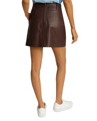 designer brown leather skirt
