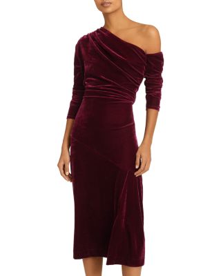 REISS Bella Velvet One Shoulder Dress | Bloomingdale's