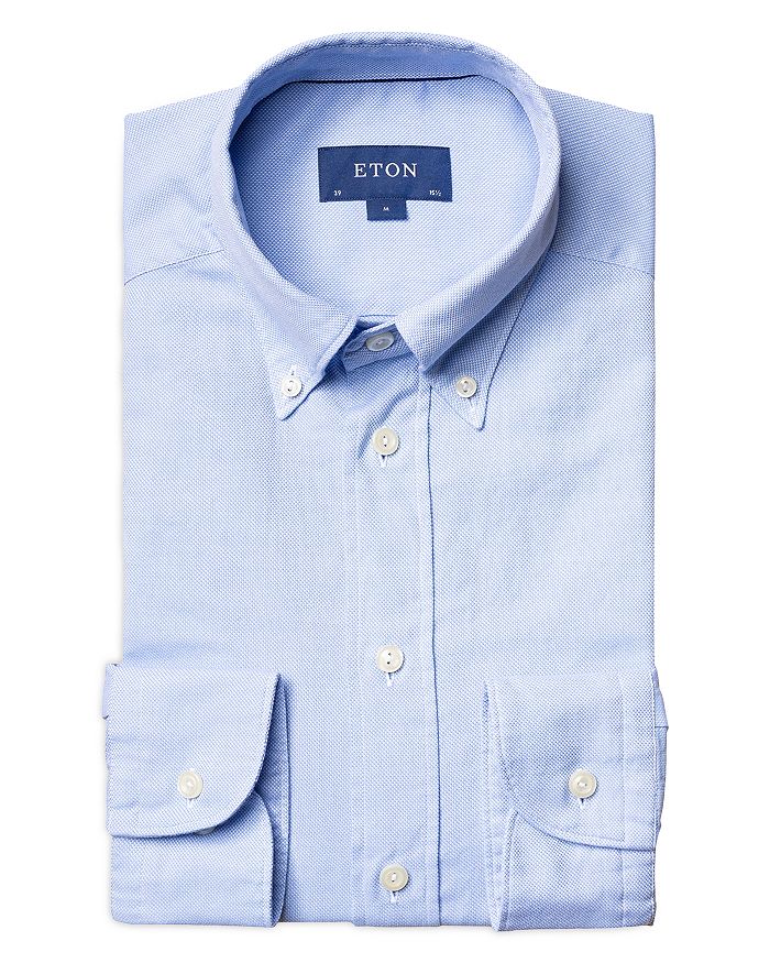 Eton Cotton Oxford Rounded Cuff Contemporary Fit Casual Shirt In Blue