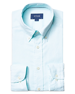 Eton Cotton Oxford Rounded Cuff Contemporary Fit Casual Shirt In Seafoam