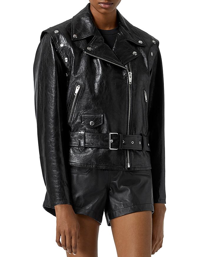 THE KOOPLES CONVERTIBLE LEATHER JACKET,FCUI21012K
