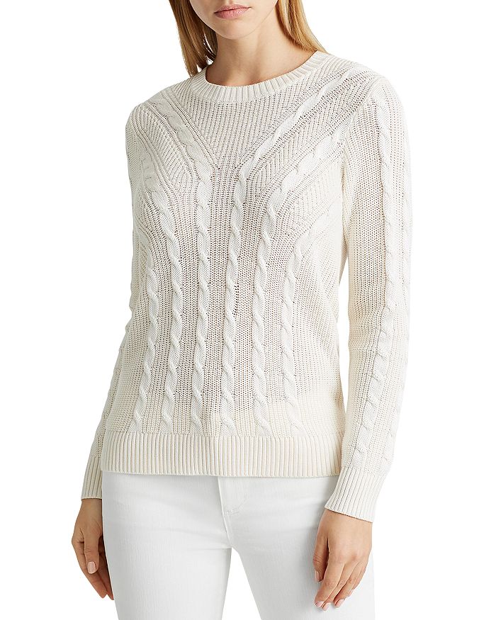 Ralph Lauren Cable Knit Crewneck Sweater | Bloomingdale's