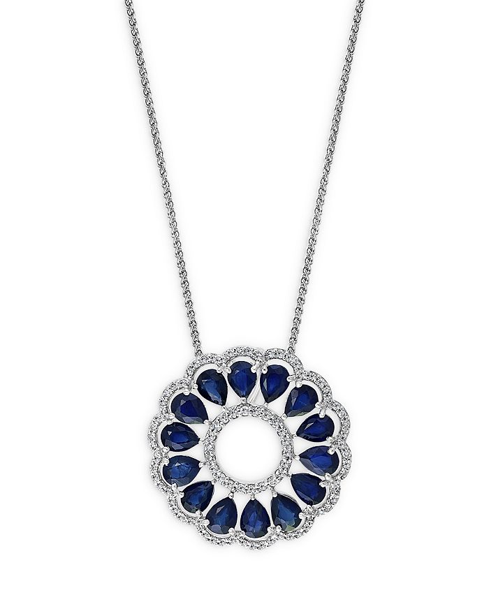 Bloomingdale's Blue Sapphire & Diamond Circle Pendant Necklace in 14K ...