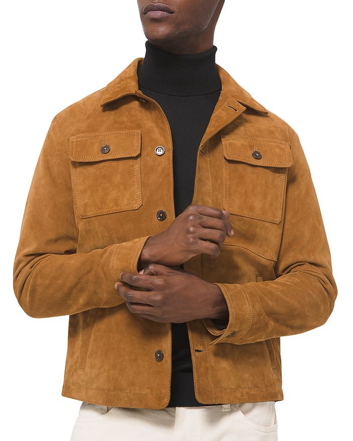 Michael Kors Suede Regular Fit Shirt Jacket | Bloomingdale's