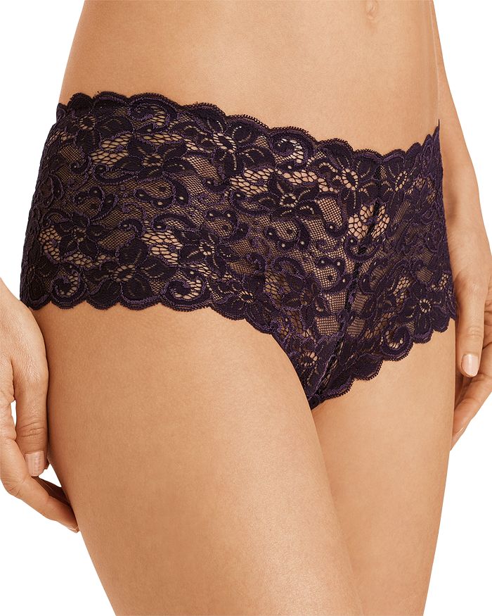 Hanro Luxury Moments Stretch-lace Boy Shorts In Alexandrit