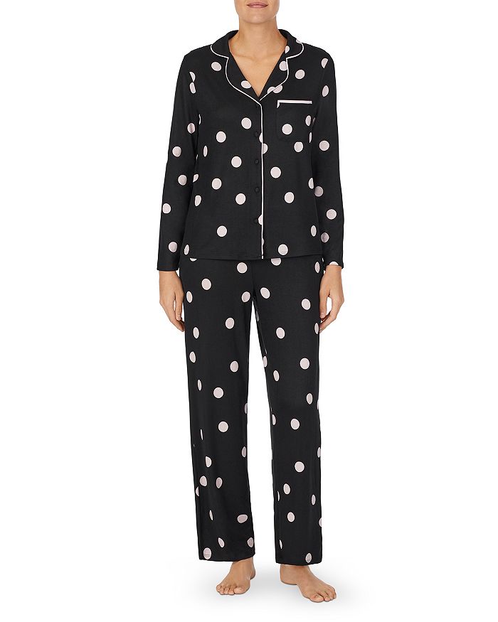 Kate Spade New York Printed Pajama Set In Black Dots