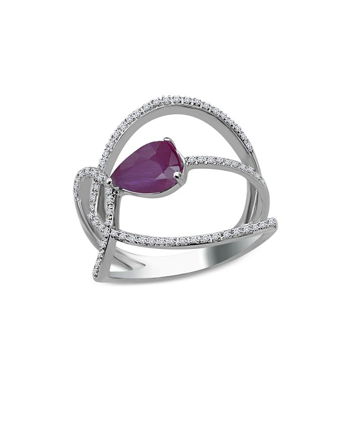 Bloomingdale's - Ruby & Diamond Swirl Ring in 14K White Gold - 100% Exclusive