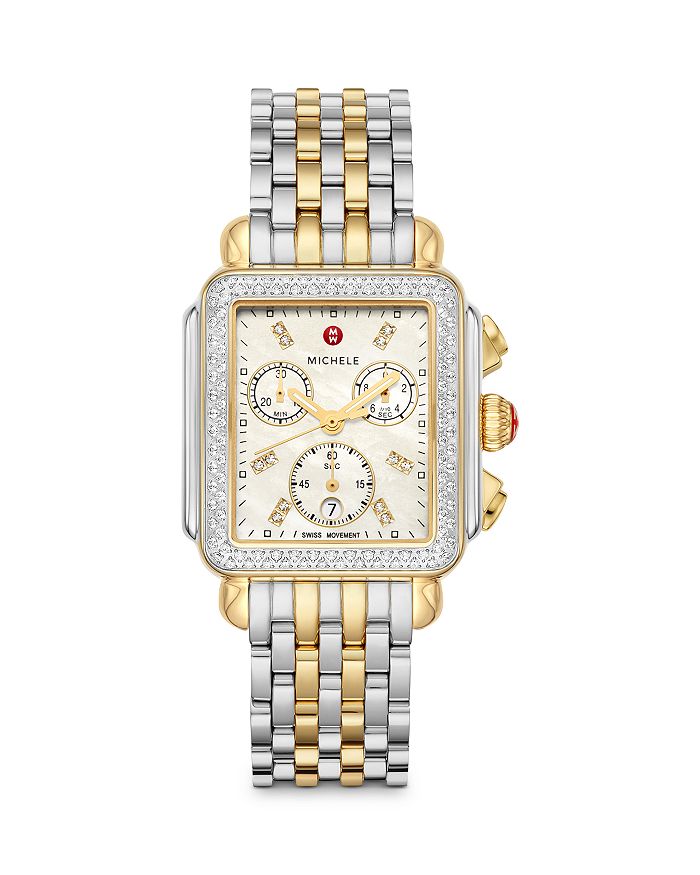 Michele Deco Chronograph, 33mm In Silver & Gold