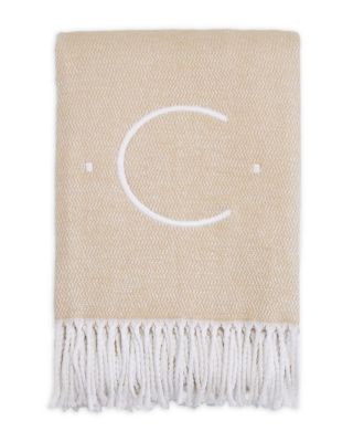 Pezzo Monogrammed Fringe Throw Blanket