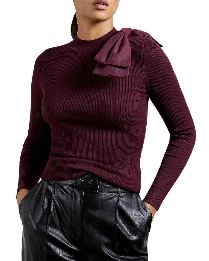 TED BAKER EXTRAVAGANT BOW SWEATER,252209OXBLOOD