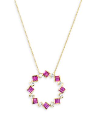 diamond circle necklace with baguettes